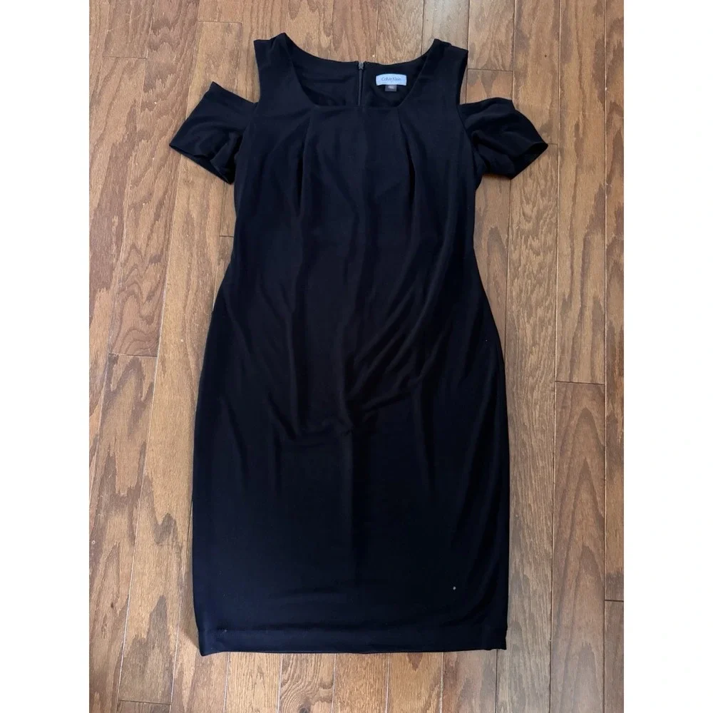 Calvin Klein Black Cold Shoulder Sheath Dress Women's 14‎ Minimalist